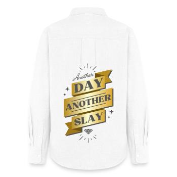 Another Day Another Slay Banner - Women's Oxford Shirt - white - Back - AI Model Female 172 light (172cm)