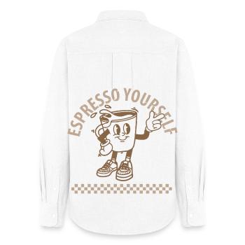 Espresso Yourself Coffee - Frauen Oxford Hemd - Weiß - Hinten - AI Model Female 172 light (172cm)