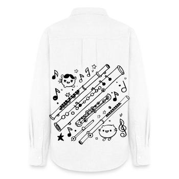 Flûte Bande dessinée - Chemise Oxford Femme - blanc - Dos - AI Model Female 172 light (172cm)