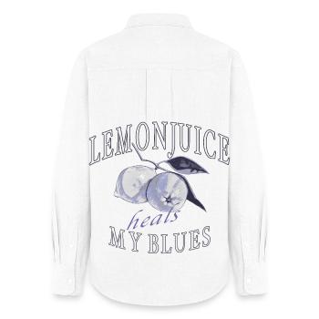 Zitronen Heilen Blues Graphic - Frauen Oxford Hemd - Weiß - Hinten - AI Model Female 172 light (172cm)