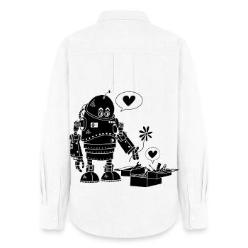 Robot Lovers (Black) - Women's Oxford Shirt - white - Back - AI Model Female 172 light (172cm)