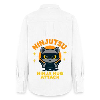 Ninja Cat Attack - Women's Oxford Shirt - white - Back - AI Model Female 172 light (172cm)