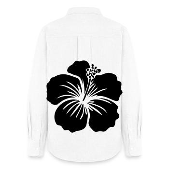 Hibiscus Flower – SVG Black or White Icon Icon - Women's Oxford Shirt - white - Back - AI Model Female 172 light (172cm)