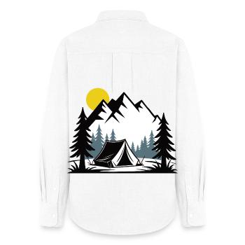 Alpine Lagerfeuer Zelt Illustration - Frauen Oxford Hemd - Weiß - Hinten - AI Model Female 172 light (172cm)