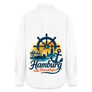 Hamburg My Home Port City Silhouette Gift - Women's Oxford Shirt - white - Back - AI Model Female 172 light (172cm)
