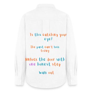 Motivational Clothing Design – Catch the Light - Women's Oxford Shirt - white - Back - AI Model Female 172 light (172cm)
