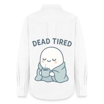 Dead Tired Ghost Cozy Mug - Women's Oxford Shirt - white - Back - AI Model Female 172 light (172cm)