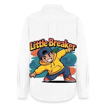 Little Breaker – Kinder Hip-Hop Street Style - Frauen Oxford Hemd - Weiß - Hinten - AI Model Female 172 light (172cm)
