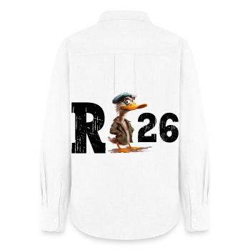 Pension 2026 Duck Pensioner Retired Funny - Women's Oxford Shirt - white - Back - AI Model Female 172 light (172cm)