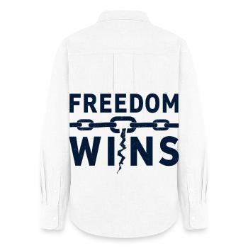 Freedom Wins Freiheit sprengt Ketten - Frauen Oxford Hemd - Weiß - Hinten - AI Model Female 172 light (172cm)