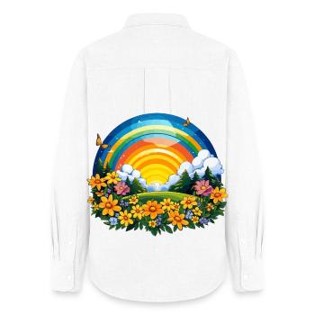 Blühender Regenbogen am Sonnenaufgang - Frauen Oxford Hemd - Weiß - Hinten - AI Model Female 172 light (172cm)