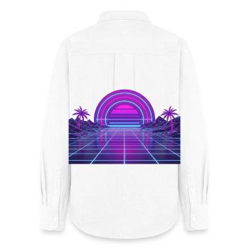 Neon Retro Sonnenuntergang Grid 90s - Frauen Oxford Hemd - Weiß - Hinten - AI Model Female 172 light (172cm)