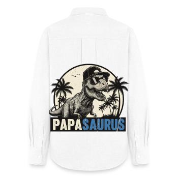 Papasaurus – Cool T-Rex Father Design - Chemise Oxford Femme - blanc - Dos - AI Model Female 172 light (172cm)