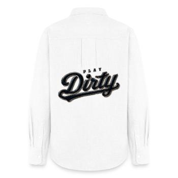 Play Dirty Retro - Frauen Oxford Hemd - Weiß - Hinten - AI Model Female 172 light (172cm)