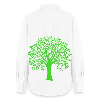 Icon Green Jumbo Tree Print Silhouette - Women's Oxford Shirt - white - Back - AI Model Female 172 light (172cm)