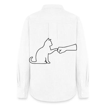 Cat Dad Cat Lover Cat Fist Team - Women's Oxford Shirt - white - Back - AI Model Female 172 light (172cm)