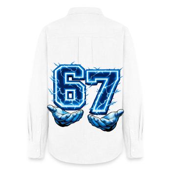 67 Six Seven Meme Gen Alpha Funny - Women's Oxford Shirt - white - Back - AI Model Female 172 light (172cm)