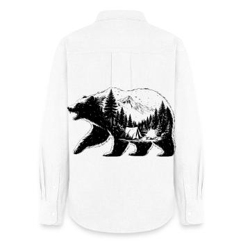 Bear camping landscape - Women's Oxford Shirt - white - Back - AI Model Female 172 light (172cm)