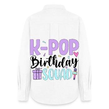 K Pop Birthday Squad - Frauen Oxford Hemd - Weiß - Hinten - AI Model Female 172 light (172cm)