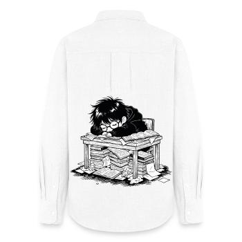 Student Out of Bed Sleep Office Books - Women's Oxford Shirt - white - Back - AI Model Female 172 light (172cm)