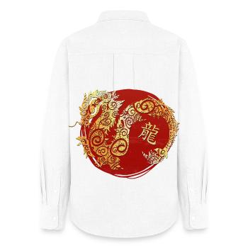 Drache Chinesisches Tierkreiszeichen Horoskop - Frauen Oxford Hemd - Weiß - Hinten - AI Model Female 172 light (172cm)