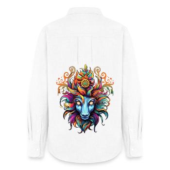 Colored Lion Head Volcanic Magic - Women's Oxford Shirt - white - Back - AI Model Female 172 light (172cm)