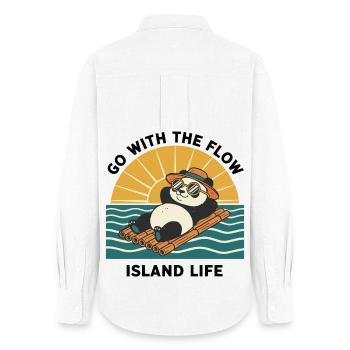 Panda Go With The Flow Island Life Zen - Women's Oxford Shirt - white - Back - AI Model Female 172 light (172cm)