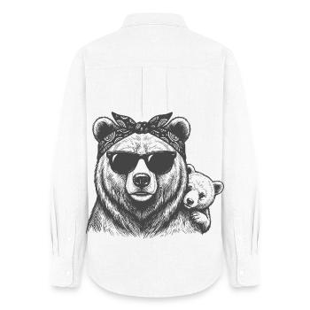 Mama Bear and Baby - Women's Oxford Shirt - white - Back - AI Model Female 172 light (172cm)