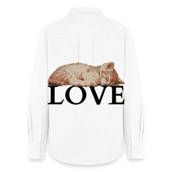 Sleeping Cat LOVE – Cozy Katzenliebe - Frauen Oxford Hemd - Weiß - Hinten - AI Model Female 172 light (172cm)