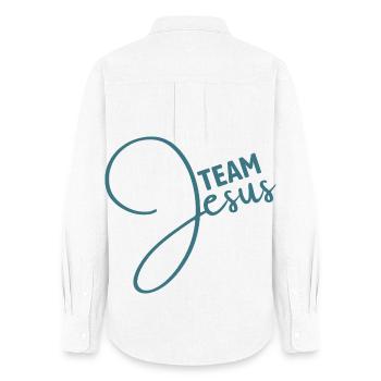 Team Jesus | Faith | Religion - Women's Oxford Shirt - white - Back - AI Model Female 172 light (172cm)