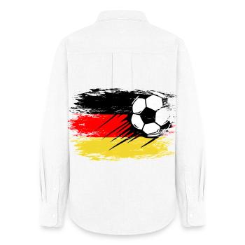Football allemand utilisé - Chemise Oxford Femme - blanc - Dos - AI Model Female 172 light (172cm)