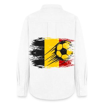 Flag football belge utilisé - Chemise Oxford Femme - blanc - Dos - AI Model Female 172 light (172cm)