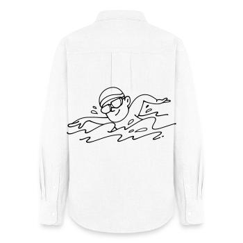 Schwimmer - Frauen Oxford Hemd - Weiß - Hinten - AI Model Female 172 light (172cm)