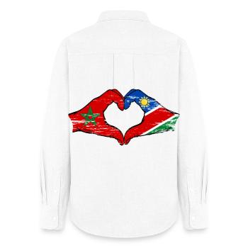 Maroc Namibie drapeau mains coeur forme - Chemise Oxford Femme - blanc - Dos - AI Model Female 172 light (172cm)