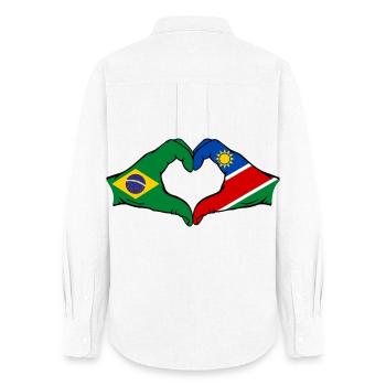 Brasilien Palästina Flagge Hände Herzform - Frauen Oxford Hemd - Weiß - Hinten - AI Model Female 172 light (172cm)