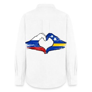Mains du drapeau de la Russie de Curaçao en forme de cœur utilisées - Chemise Oxford Femme - blanc - Dos - AI Model Female 172 light (172cm)
