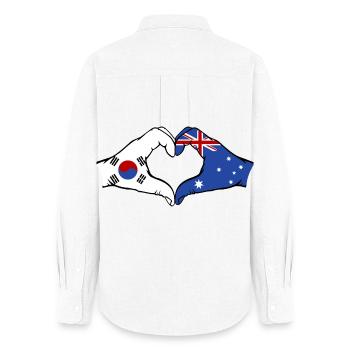 South Korea Australia Hands Heart Shape - Women's Oxford Shirt - white - Back - AI Model Female 172 light (172cm)
