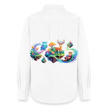Magical Animals Enchanted Forest Cool Kids Forest Motif - Women's Oxford Shirt - white - Back - AI Model Female 172 light (172cm)