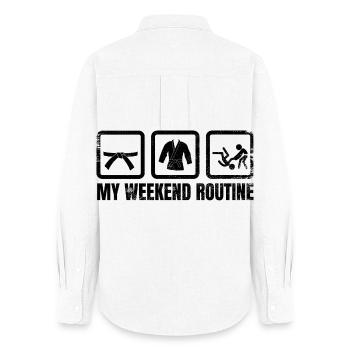 Routine du week-end de judoka - Chemise Oxford Femme - blanc - Dos - AI Model Female 172 light (172cm)