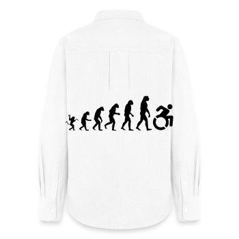 Evolution du fauteuil roulant, du roller, de l’humour* - Chemise Oxford Femme - blanc - Dos - AI Model Female 172 light (172cm)