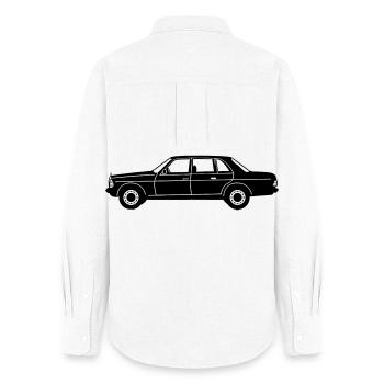 MB W123 Oldtimer Kult seitlich ...(25) - Frauen Oxford Hemd - Weiß - Hinten - AI Model Female 172 light (172cm)