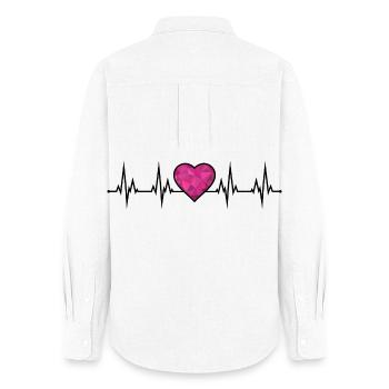 Heartbeat ECG Polygon Heart Dear Couples Pink - Women's Oxford Shirt - white - Back - AI Model Female 172 light (172cm)