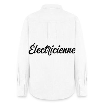 Pro Electrician Electrical Wiring Installation - Women's Oxford Shirt - white - Back - AI Model Female 172 light (172cm)