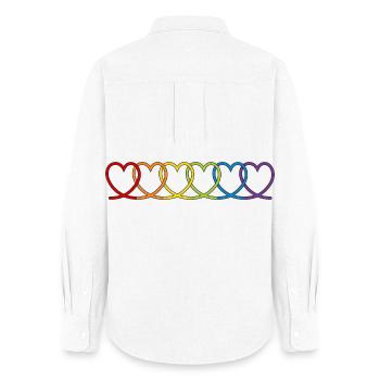 LGBT CSD LGBTQ+ Herz Regenbogen Herzen Pride Month - Frauen Oxford Hemd - Weiß - Hinten - AI Model Female 172 light (172cm)