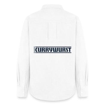 „Genussmittel“ Serie | Currywurst - Frauen Oxford Hemd - Weiß - Hinten - AI Model Female 172 light (172cm)