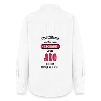 adolescent / enfant / ado / adolescente - Chemise Oxford Femme - blanc - Dos - AI Model Female 172 light (172cm)