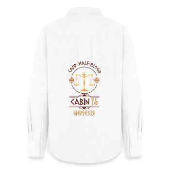 Cabin #16 in Camp Half Blood, Child of Nemesis - Women's Oxford Shirt - white - Back - AI Model Female 172 light (172cm)