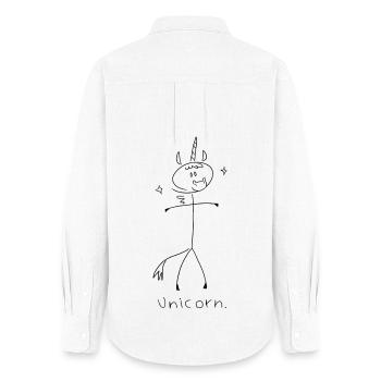 Unicorn. (black lines) (by Leni Riosa) - Women's Oxford Shirt - white - Back - AI Model Female 172 light (172cm)