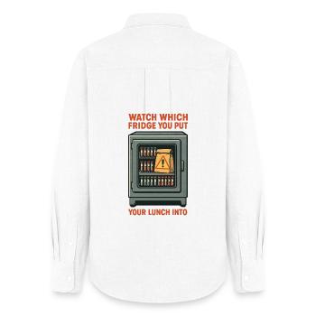 Fake Lab Refrigerator | Microbiology Humor - Women's Oxford Shirt - white - Back - AI Model Female 172 light (172cm)