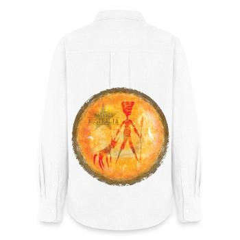 Aboriginal Kunstafari Australien - Frauen Oxford Hemd - Weiß - Hinten - AI Model Female 172 light (172cm)
